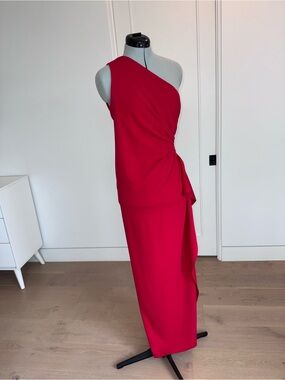 Xscape One-Shoulder Red Evening Gown